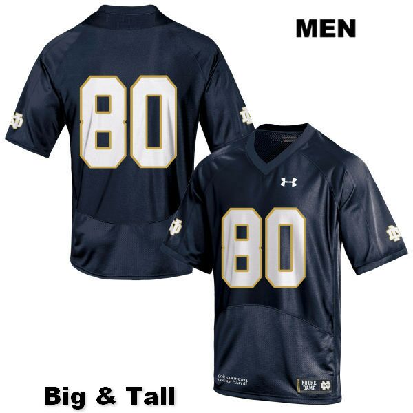 Men's NCAA Notre Dame Fighting Irish #80 Micah Jones Stitched College Under Armour Authentic Navy Big & Tall No Name Football Jersey UD10A16BL